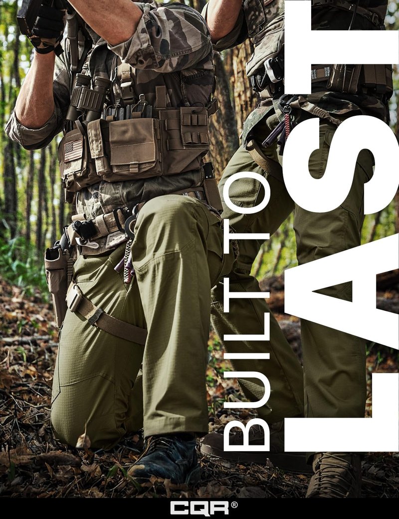 CQR Men's Tactical Pants, Water Resistant Ripstop Cargo Pants, Lightweight EDC Work Hiking Pants, Outdoor Apparel, Raider Soil Green, 34W x 30L
