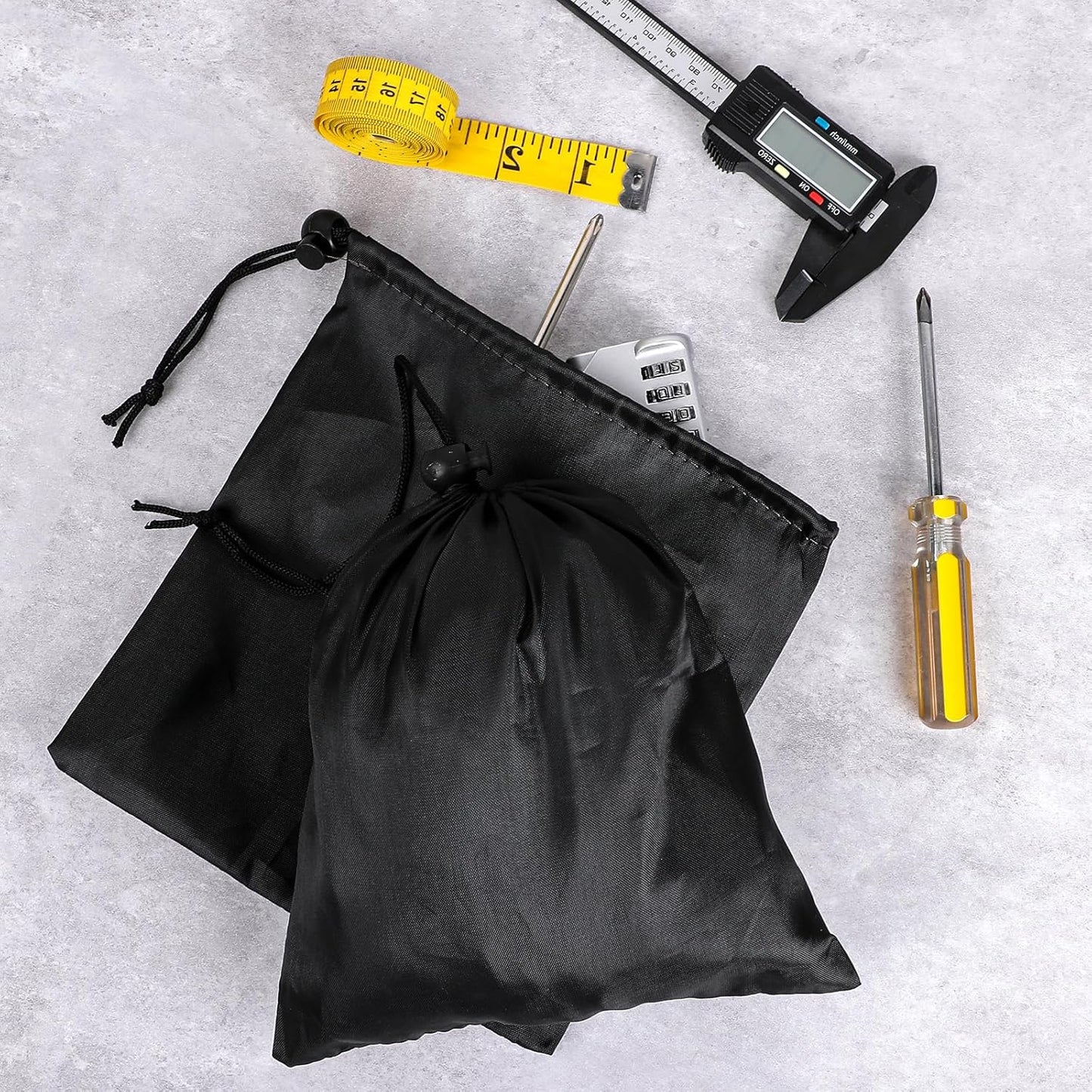 12pcs Black Oxford Cloth Drawstring Bag,Waterproof Cinch Ditty Bag,String Bags for Gifts Games Storage DIY for Women Men