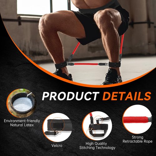 Vertical Jump Trainer Equipment Leg Bounce Trainer Device Speed and Agility Resistance Bands with Ankle Straps & Belt Leg Extension Machine for Boxing Basketball Football Tennis Fencing Training