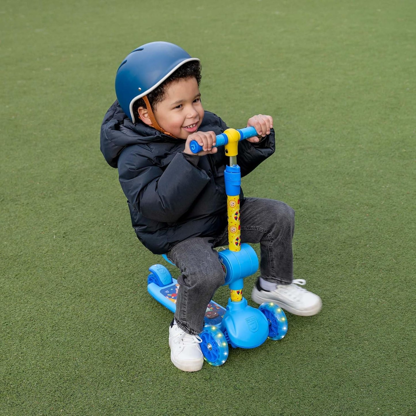 Jetson Character Kids Kick Scooter, LED Lights on Stem & Light-Up Wheels, Lightweight Frame, Height-Adjustable Handlebar, Lean-to-Steer System, Easy-Fold Mechanism