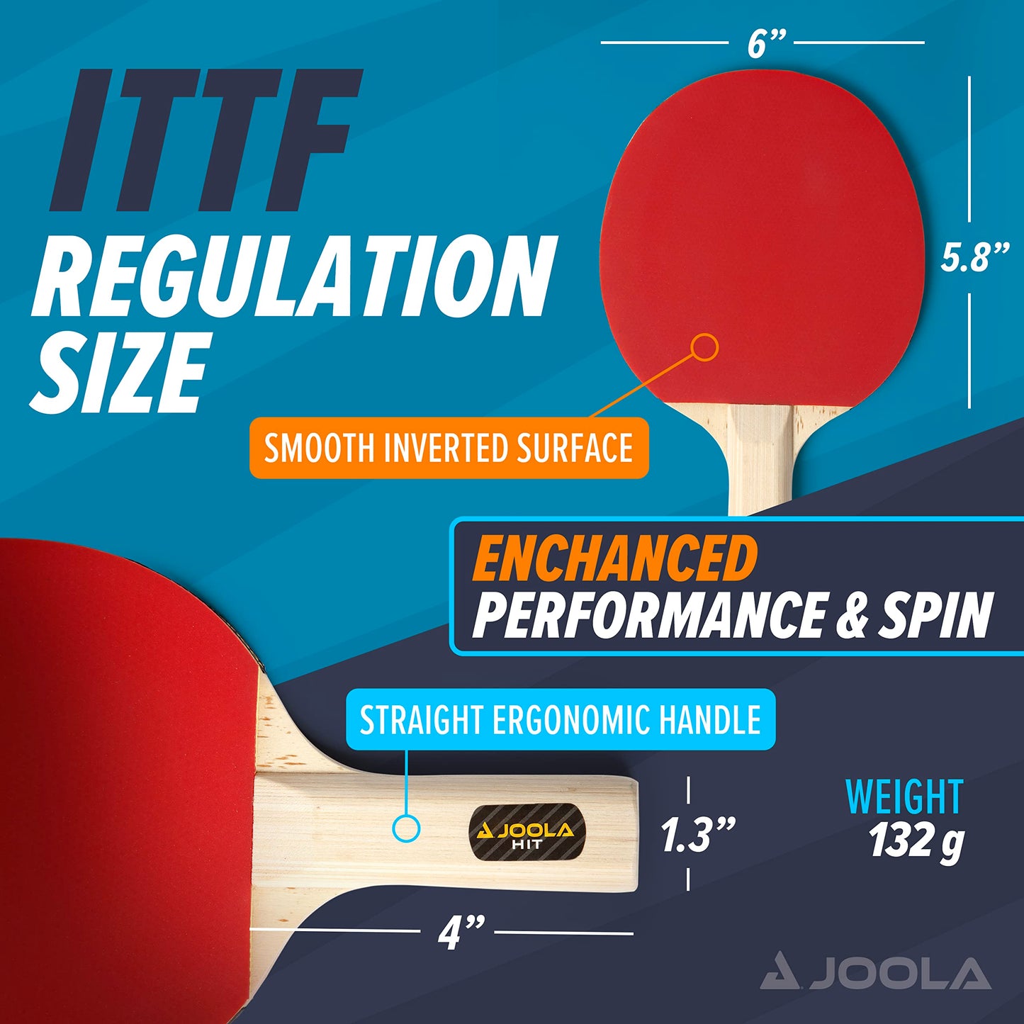 JOOLA Ping Pong Paddle Set with Balls & Carrying Case - Set of 4 or 2 Table Tennis Paddles - Advanced Ping Pong Rackets & Portable Table Tennis Accessories for 2-4 Players