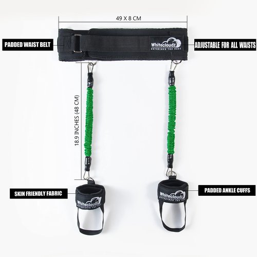 WHITECLOUDZ Vertical Jump Trainer, Professional Leg Strength Resistance Bands for Vertical Jump Training, Premium Jumping Trainer, Volleyball Trainer & Basketball Trainer -30 Lbs. Each Band