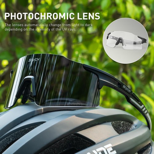 SCVCN Photochromic Cycling Glasses Sports Sunglasses Men Women Clear Bicycle MTB UV400 Protection TR90 Frame Running Mountain Bike Baseball Biking Goggles Riding BMX Golf Driving Softball 01 Black