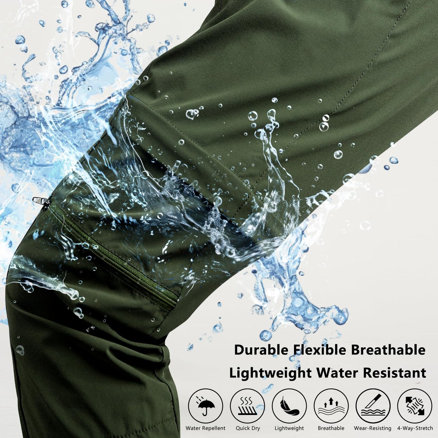 smawell Womens Hiking Pants Quick Dry Cargo Scrub Pants Women Joggers with Pockets Petite Army Green M