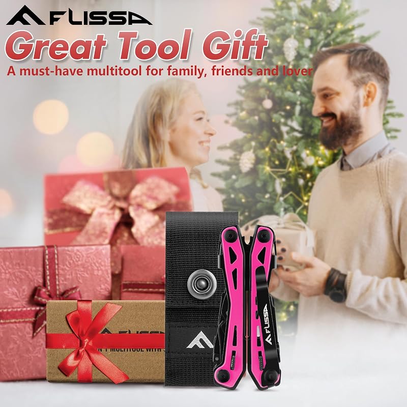 FLISSA 16-in-1 Multi-Tool Pliers EDC Multipurpose Tool Pink - Variation of THIS listing