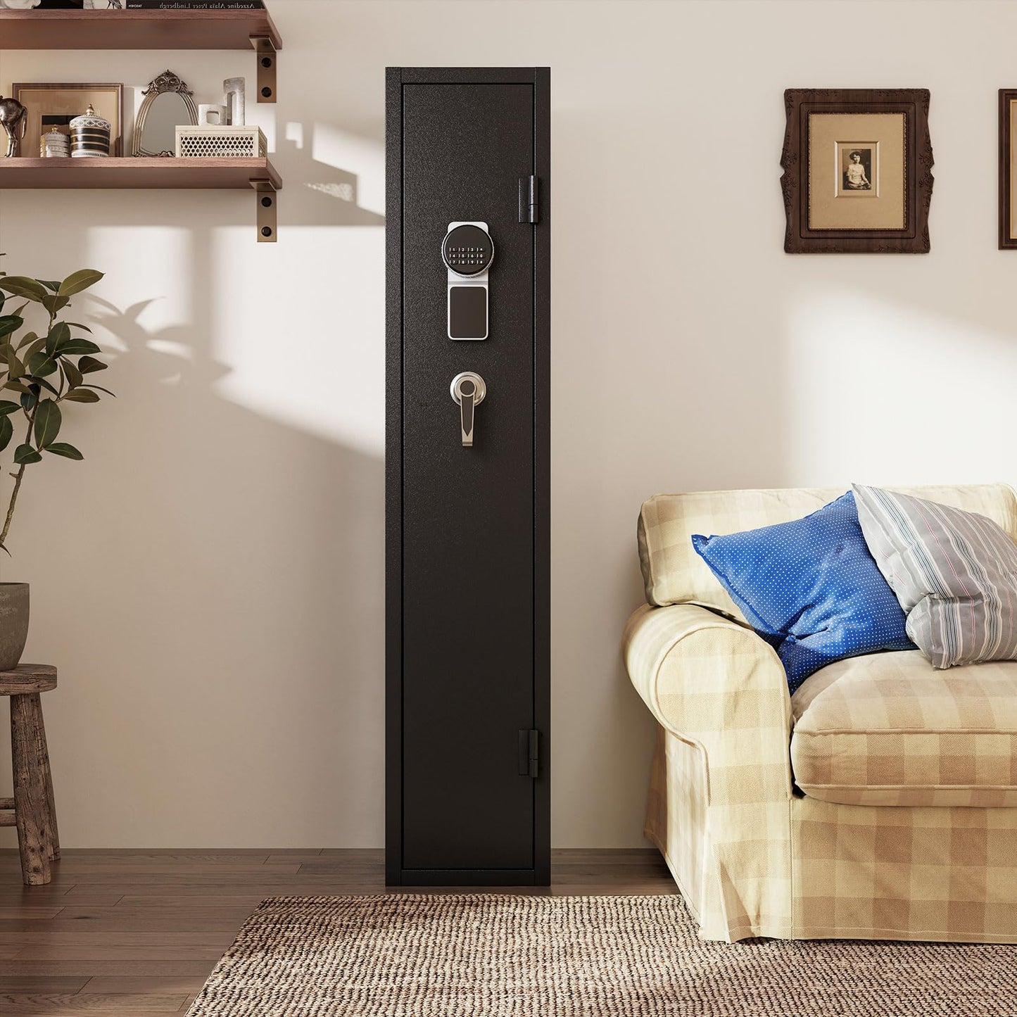 KAER Gun Safe - Quick Access Safes for Pistols and Shotguns, Built-in Removable Storage Shelf, Gun Cabinets for Rifles