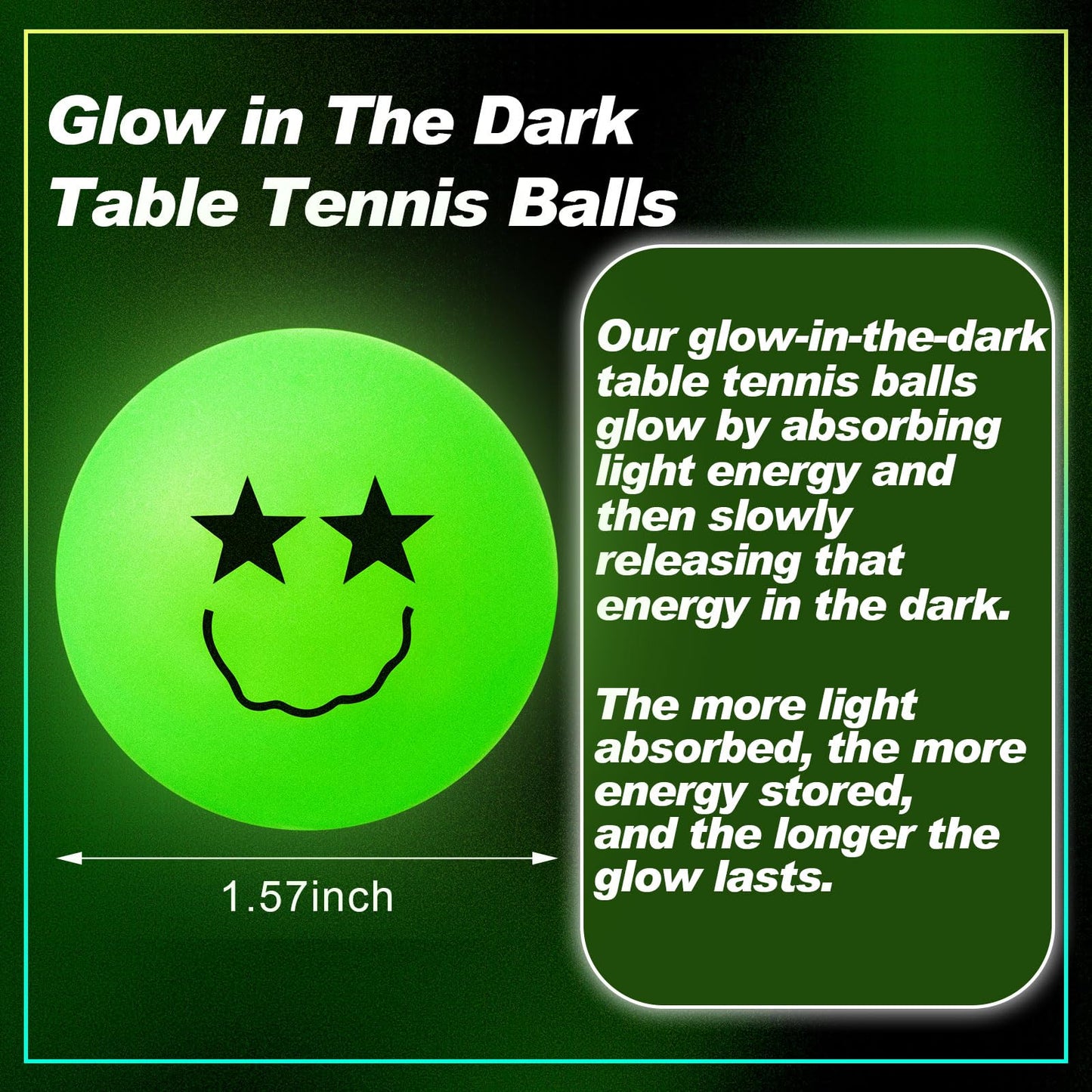 12 Pcs Glow in The Dark Table Tennis Balls Luminous Smile Face Table Tennis Balls for Outdoor Practice Night Party Games Goodie Bag Gift Cats Toys, The Longer Absorbs Light, The Longer Glows