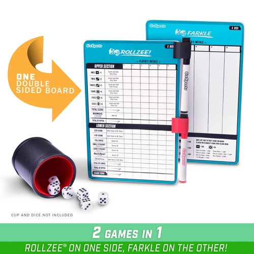 GoSports Dry Erase Rollzee and Farkle Scoreboard - Giant Size with 2 Pens