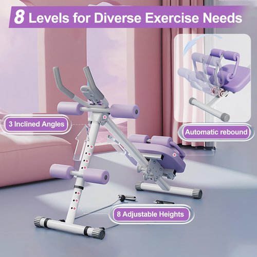 EPHESPORT Adjustable Ab Machine, Multifunctional Ab Workout Equipment, Ab & Sit Up Machine for Stomach Workout, Foldable Abdominal Trainer With Knee and Back Protection, Full Body Workout for Home Gym