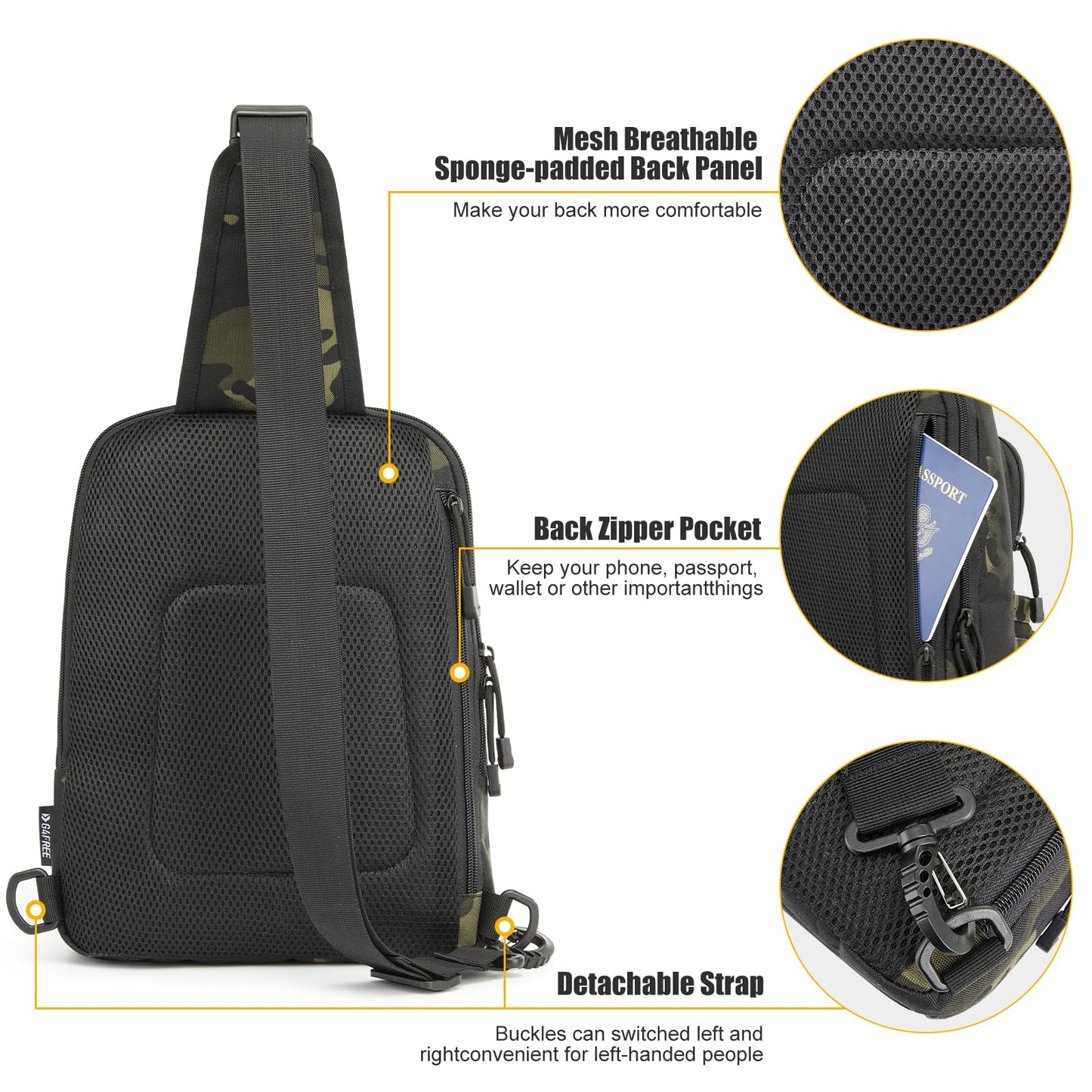 G4Free Tactical Sling Bag Backpack EDC Concealed Carry Bag Small Crossbody Shoulder Chest Pack