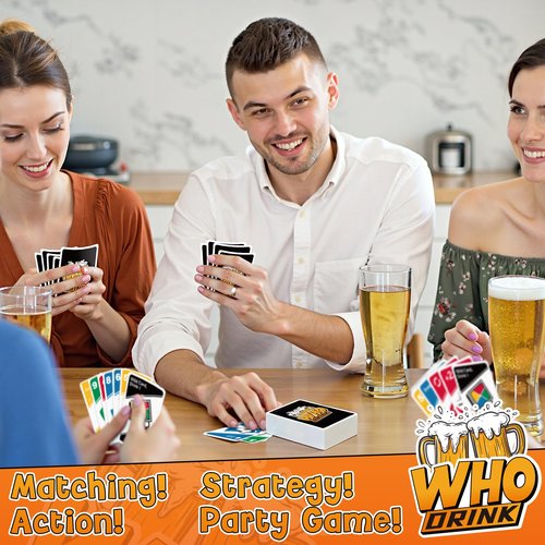 Broytain WHODRINK-Drinking Card Games for Adults,Bachelorette Party Games, Drunk Couple Games for Date Night, Family Girls Night 136 Flashcards, Age 21+