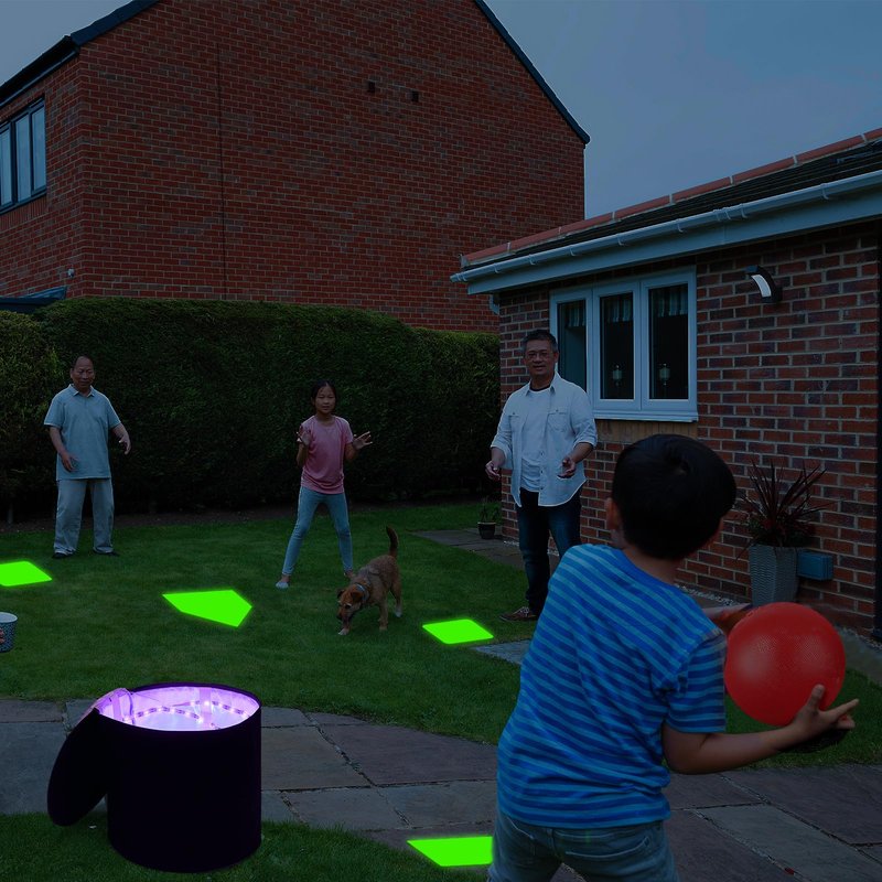 Hiboom 6 Pcs Glow in the Dark Baseball Base Set, 12 inch Quick Glow Charger Bag, Home Plate, Pitcher's Rubber for Kickball Softball Dodgeball in the Dark Game, for Playground Camping Yard Beach