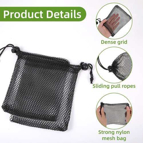 QFGasre 10PCS Small Mesh Bags Drawstring Bags with Cord Lock Mini Nylon Net Bag Small Gym Bag for Basketball Volleyball Football Golf Stuff Balls