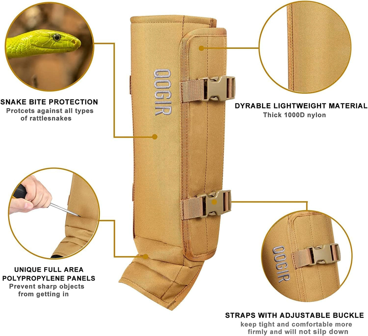 IceBlade Snake Gaiters, Waterproof Snake Bite Protection for Lower Legs, Adjustable Snake Guards, Durable Snake Proof Legging