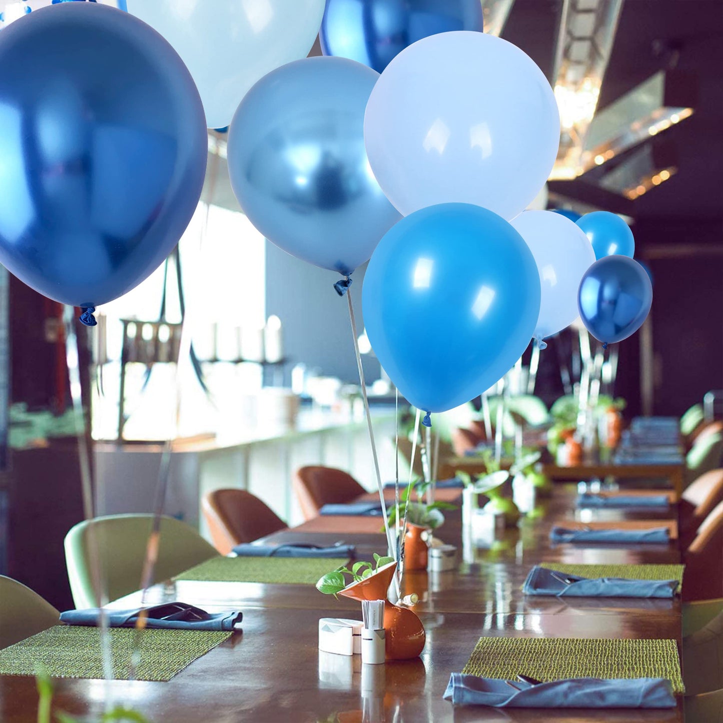 Blue Balloon Set, 60 Packs 12 Inches Metallic Balloons Pearl Macaron Baby Blue Balloon Light Blue Mixed Ballons for Bridal Shower, Boy Baby Shower, Birthday Decorations, Wedding Party
