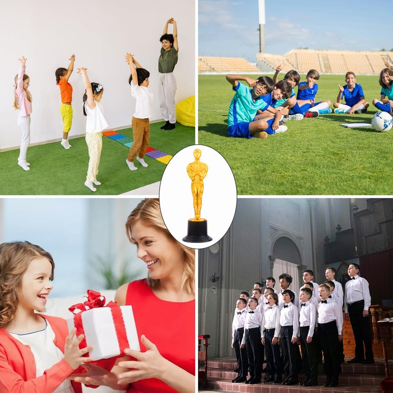inheming 8 PCS Golden Award Trophies, 6 inch Small Gold Statues Trophies, Winner Trophy for Birthday Parties, Celebrations, Anniversaries, Giveaways, Sports Awards, Competition