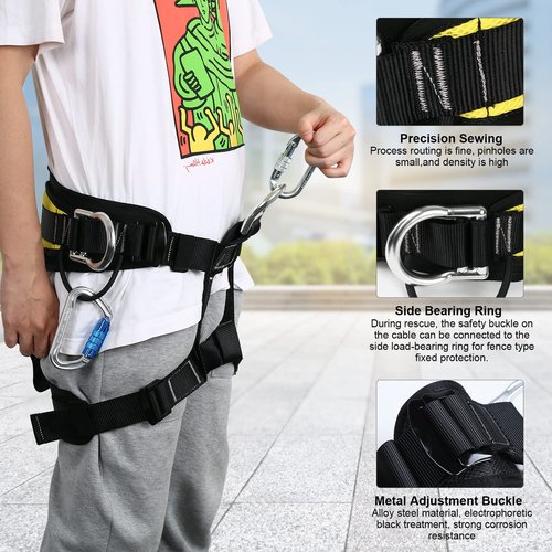 HSSZXFR Tree Climbing Spike, Tree Climbing Gear with Adjustable Climbing Belt and Steel Wire Core Flip Line, Arborist Tree Climbing Kit Tools with Triple Lock Lanyard Adjuster for Tree Work