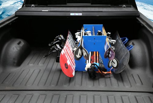 TRAPSKI All Mountain Ski and Snowboard Mobile Rack | Marine Grade HDPE Plastic | UV Protected | Premium Strap Included | 3 Year Warranty | Made in The USA | Veteran Owned Business… (Black, Six Pack)