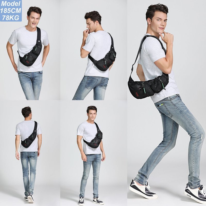 NICGID Sling Bag Chest Shoulder Backpack Crossbody Bags Casual Daypack for Men Women (Black-2854)