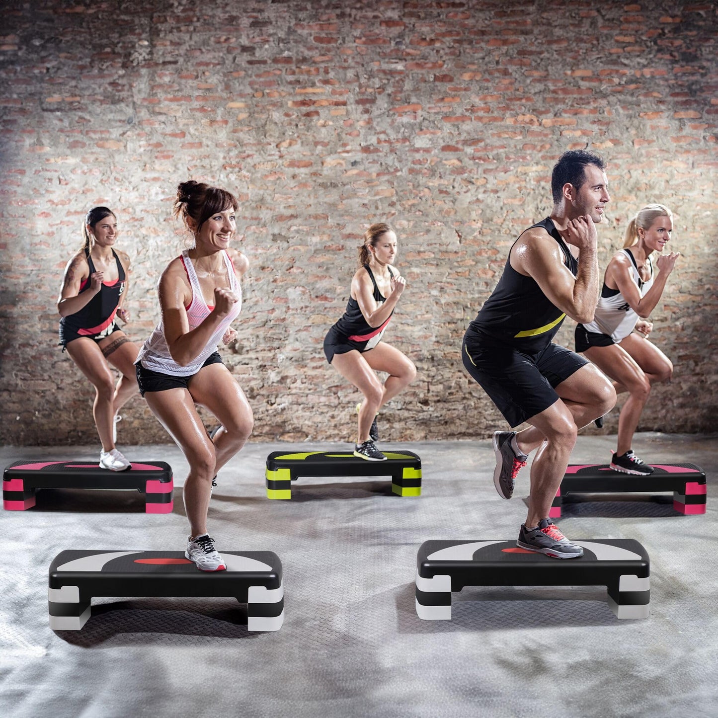JungleA 31" Aerobic Step Platform, 3 Levels Adjustable Height Steppers For Exercise at Home Gym, Cardio Workout Step Exercise Platform Bench, 4 Stackable Risers, Non Slip Fitness Stepper Up Box