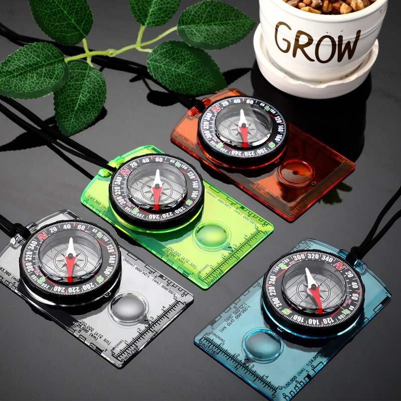 Orienteering Compass Hiking Compass Outdoor Navigation Survival Compass Waterproof Map Reading Backpacking Compass Kids Camping Gear for Women Men Gifts, 4 Colors (12 Pieces)