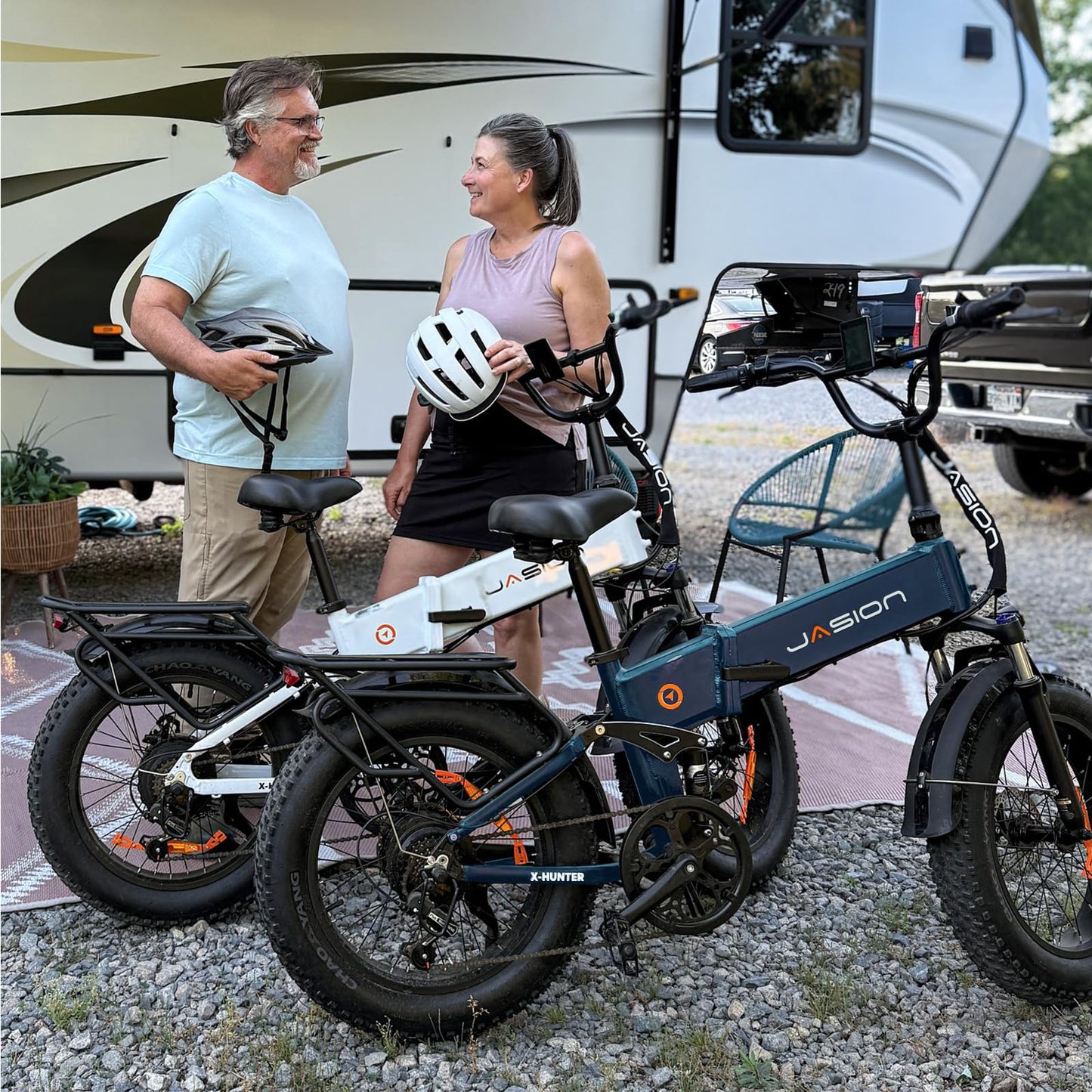 Jasion X-Hunter Electric Bike for Adults 1400W Peak Motor,30MPH Max Speed,48V 13AH Removable Battery,Full Suspension System Design,20 * 4.0 Fat Tire Foldable Ebike,7-Speed Electric Bicycle
