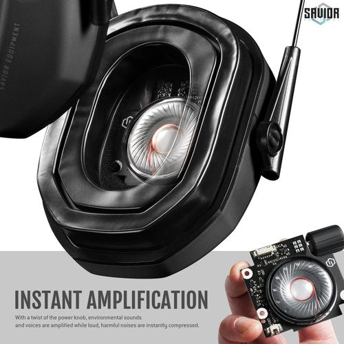 Savior Equipment Apollo Electronic Earmuffs for Shooting w/Gel Ear Pads, 24dB NRR, Noise Cancelling Ear Protection Headset