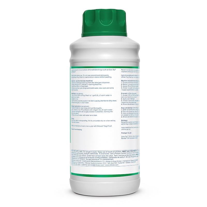 Nikwax Rug Wash 1L (33.8 fl oz) - Keeps Horse Blankets & Pet Beds Dry & Repaired
