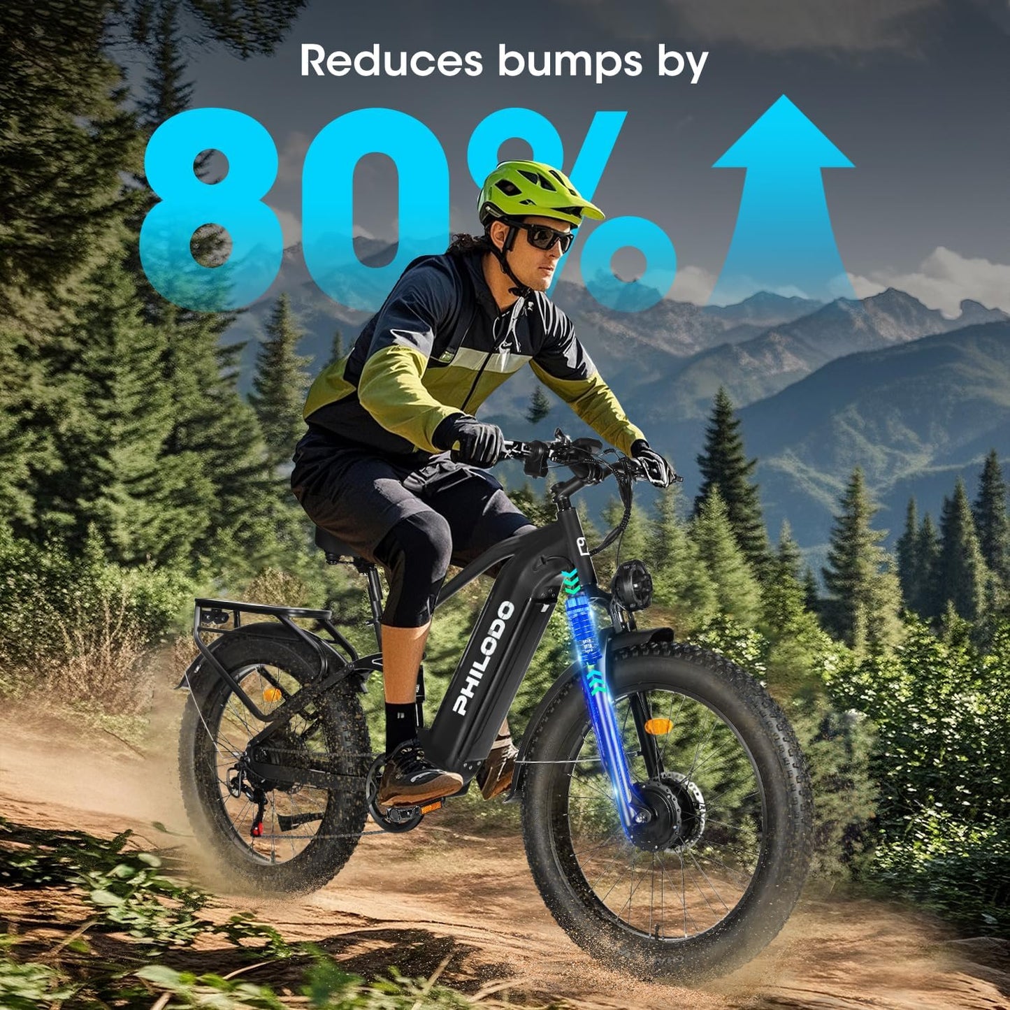 PHILODO Falcon 60V 32AH Off-Road Electric Bike 45MPH - 5000W Peak Dual Motor Hunting Ebike, Fat Tire Full Suspension Dirt Bike for Adults, Long Range Snow/Sand Electric Bicycle