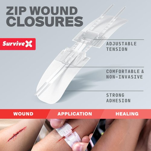 SurviveX Large First Aid Kit for Car, Travel & Home - Emergency Kit for Hiking, Camping, Backpacking and Outdoors - Includes Zip Stitch Wound Closure Strips - FSA HSA Approved