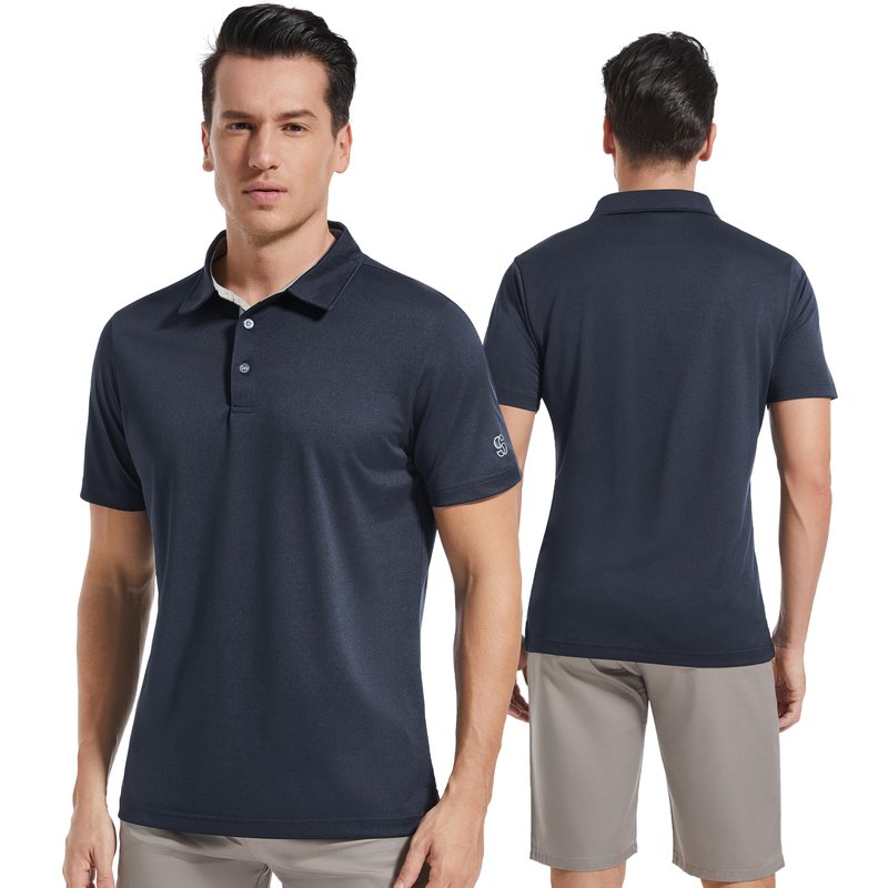 Srysrfp Mens Pique Polo Shirts for Men Short Sleeve Performance Moisture Wicking Quick Dry Casual Sport Collared Golf Shirts for Men, XL Navy