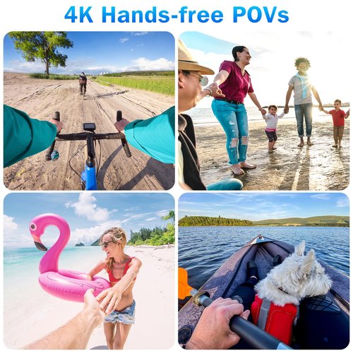 i3 4K Thumb Action Camera, Tiny Size, Mount Anywhere, Small Body Camera with Spring Clip, Portable Vlogging, Hands-Free POV Recording, Helmet Cam for Cycling, Motorcycle (64G-Card, Black)
