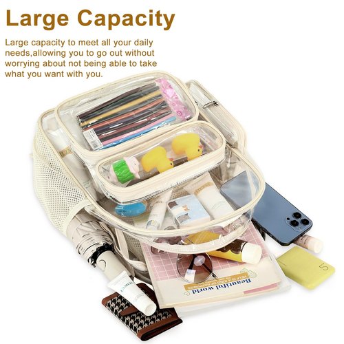 BTOOP Clear Backpack Heavy Duty Transparent Bag 17" See Through BookBag for Women Men Adults Work Festival Sports Travel