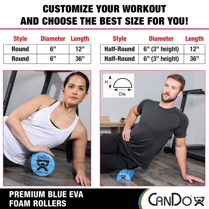 CanDo Blue Marble High Density EVA Foam Roller For Muscle Restoration, Massage Therapy, Sport Recovery, And Physical Therapy. 6" x 36", Half-Round (30-2210)