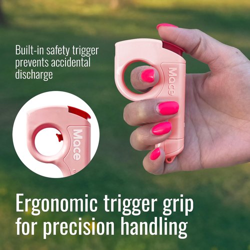 Mace Pepper Spray - Pocket Personal Spray, 0.21 oz, 12 Feet Range, Max Strength 10% OC Formula, Long Lasting UV Dye, Safety Lock, Self Defense Pepper Spray for Women & Men - Rose Gold