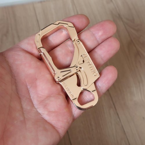 NEWTRO Carabiner Keychain Clip - Double Action Locking Key Organizer for Car Key FOB, Durable EDC Keyring for Men, Women, Outdoor (1pcs-A-Gold)