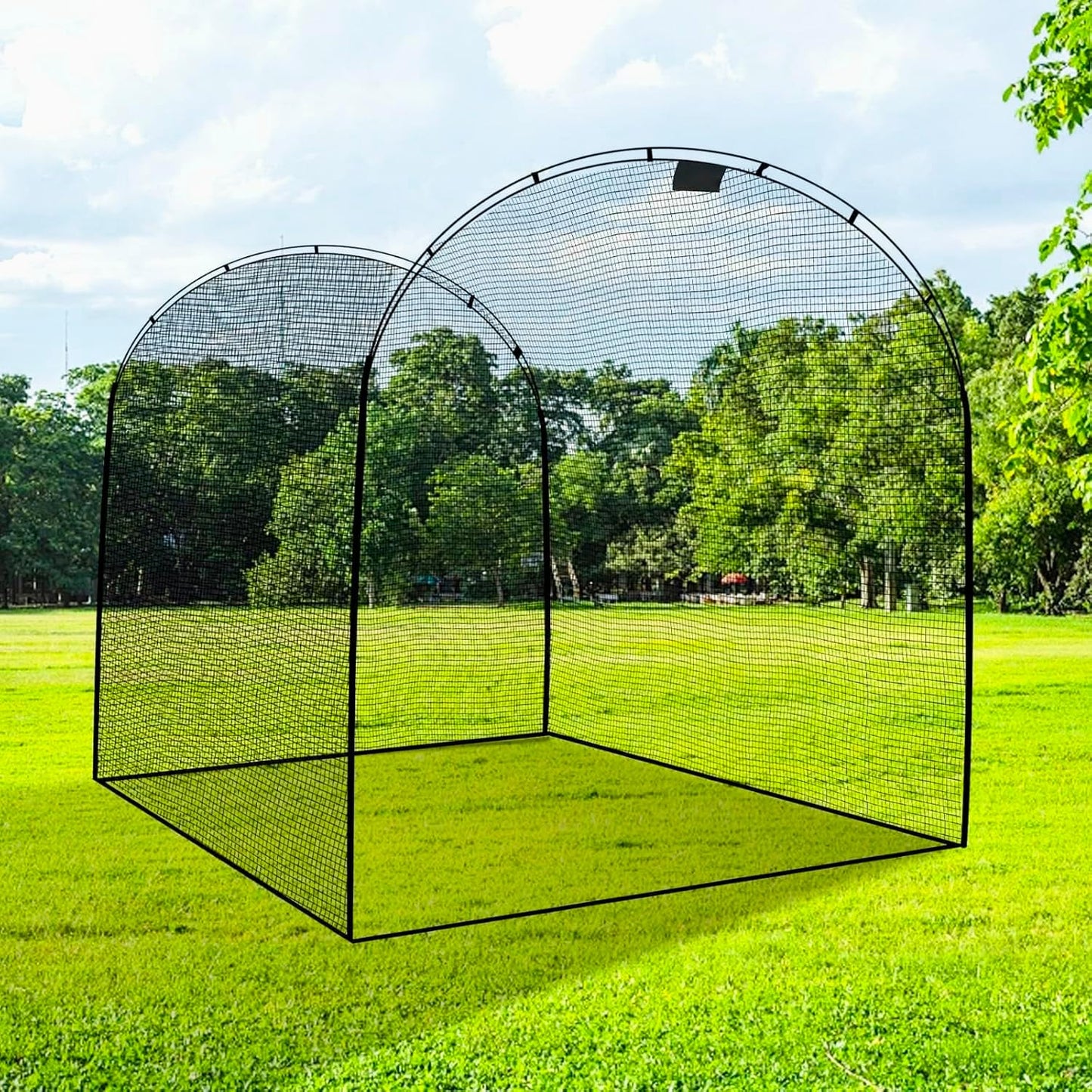 13×10×10FT Baseball Softball Batting Cage, Black Portable Batting Cages for Backyard Outdoor Pitching Practice Net