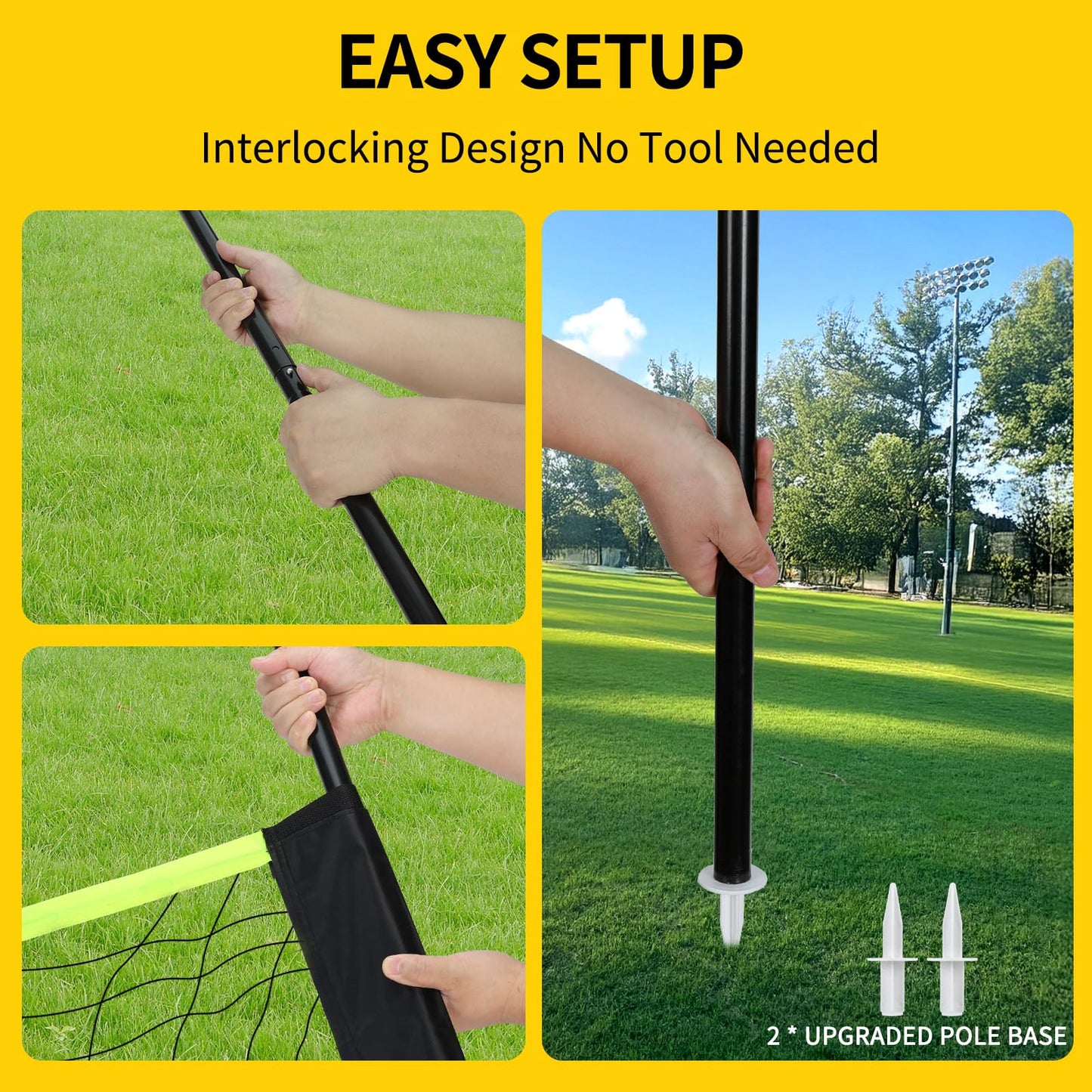 Portable Outdoor Volleyball Net Set for Backyard Beach with Adjustable Poles, Soft PU Volleyball & Pump, Carry Bag and Durable Anti-Sagging Net (Black and Green, 32ft)