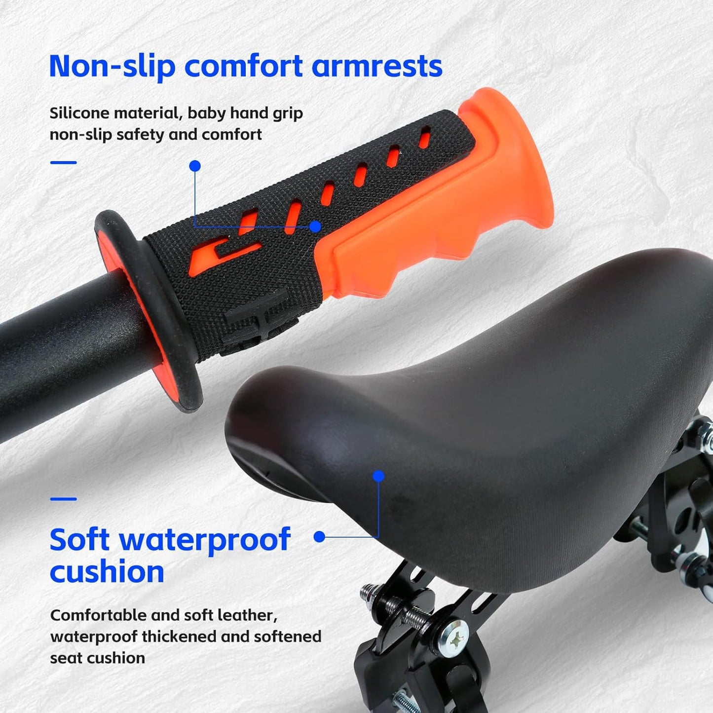 Kids Bike Seat Front Mounted and Handlebar Child Bike Seat Detachable Front Mounted Bicycle Seats with Foot Pedals for Children 2~5 Years Compatible with All Adult MTB