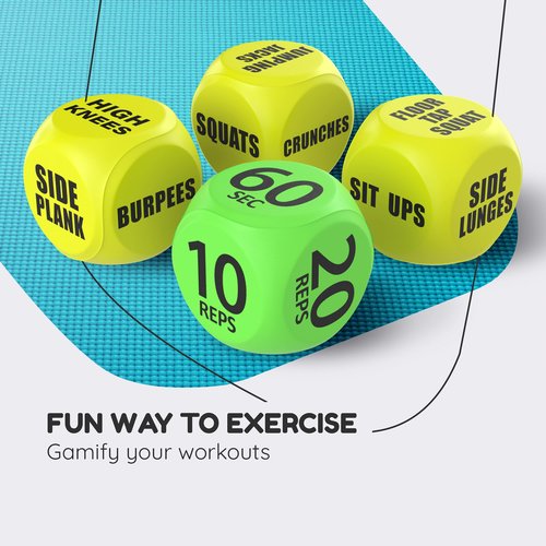 TidyFriend Exercise Dice, 6 Sided Foam Fun Workout Dice for Solo or Group Classes, Great Dynamic Exercise Equipment (Yellow)