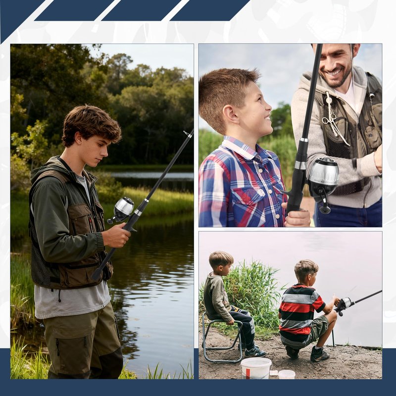 WIDDEN Kids Fishing Pole, Youth Fishing Rod and Reel Combo - Telescopic Portable Fishing Pole with Tackle Box Bag Starter Anglers Set, Fishing Gear Kit for Boys Girls Teens Age 5-18 and Beginners