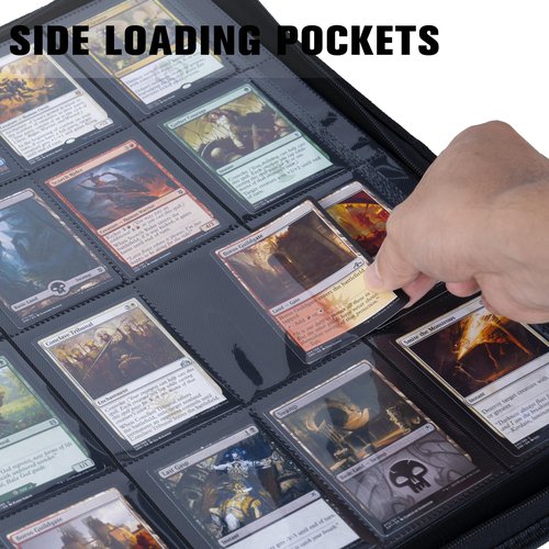 MORABTO Card Binder 16 Pocket,Trading Card Binder Holds up to 1408 Cards with 44 Sleeves,Zipper Card Holder Album Compatible with TCG/Sports Cards Black