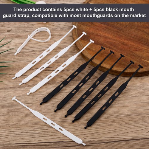 10pcs Rugby Mouth Guard Strap, Football Mouth Guard Tether Only Universal Replacement Strap for Teens Sports Football Rugby Hockey Basketball Boxing for Most Mouthguards (2 Colors)