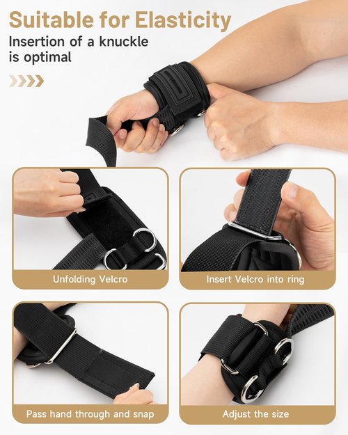 MANUEKLEAR Non-Slip Wrist Straps for Weightlifting Deadlifting, Gym Lifting Straps with D Rings for Cable Machine Workout, 10mm Neoprene Padded Weight lifting Wrist Wraps for Men Women (Black)