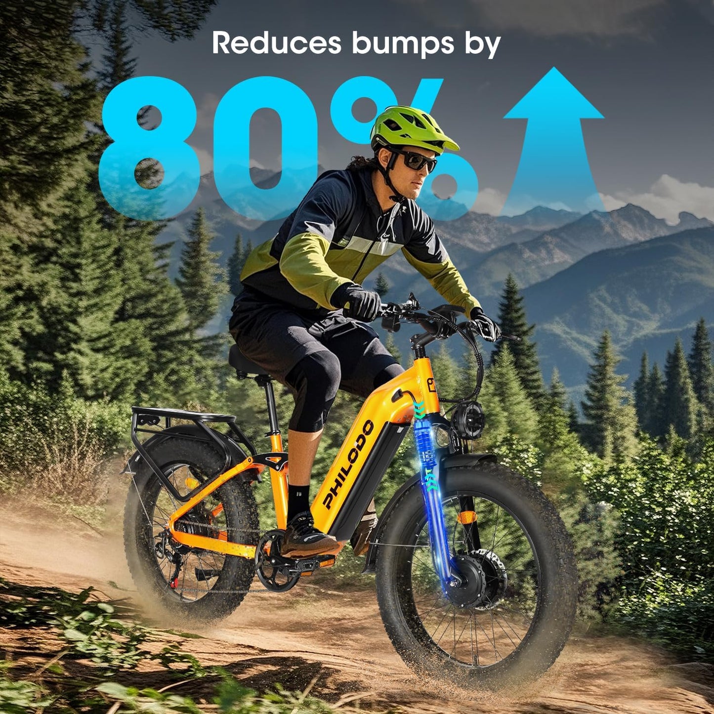 PHILODO Falcon 60V 32AH Off-Road Electric Bike 45MPH - 5000W Peak Dual Motor Hunting Ebike, Fat Tire Full Suspension Dirt Bike for Adults, Long Range Snow/Sand Electric Bicycle