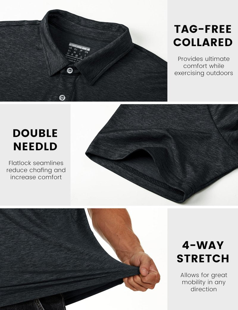 MAGCOMSEN Men's Polo Shirts Short Sleeve Quick Dry Moisture Wicking Collared Shirt Breathable Athletic Casual Golf Polos