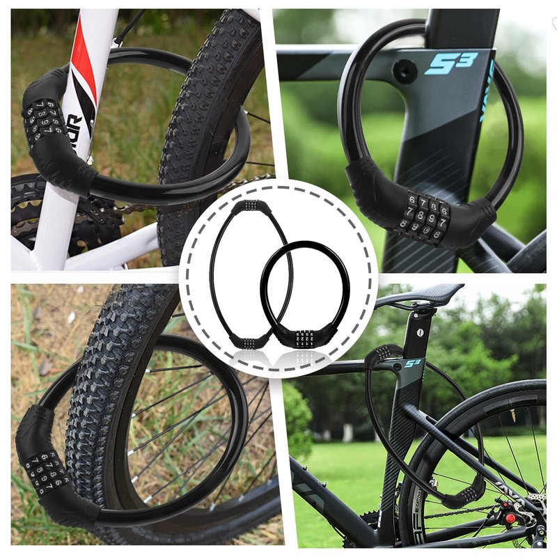 Bike Lock Cable, Bike Locks Heavy Duty Anti Theft, Combination Cable Lock for Outdoor Equipment, Black 1Ps