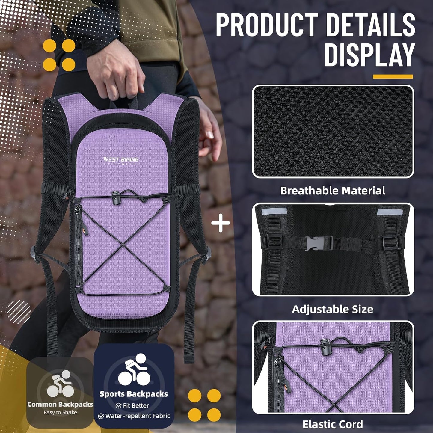 Hydration Backpack with TPU Hydration Bladder, Lightweight Hiking Water Backpack, Hydration Pack with 2L Water Bladder for Running, Cycling Climbing Camping Outdoor Sports