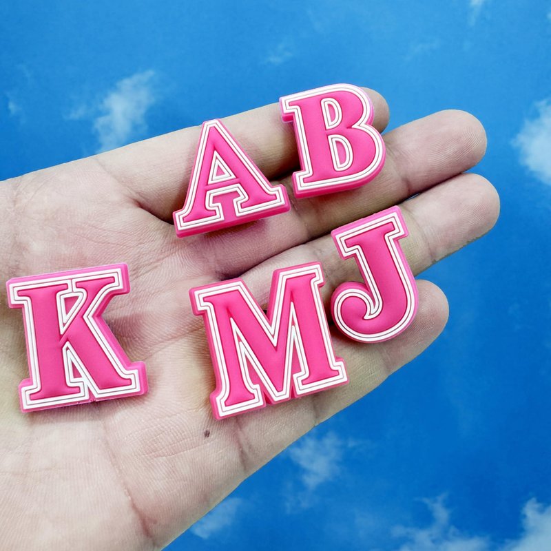Fancharms Letter Charms Black White Pink Alphabet Accessories for Decoration Charms (Pink-L, One Size)