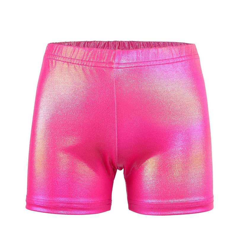 MODAFANS Gymnastics Leatards for Girls with Shorts Ballet Dance Set Activewear with Hair Scrunchie Butterfly Pink,6-7Years